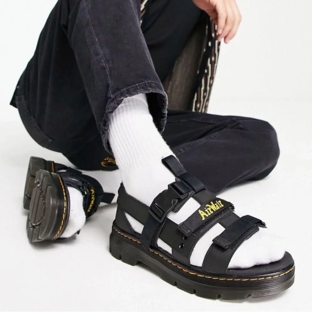 DR. MARTENS Pearson Webbing Sandal Black Size 13 NEW